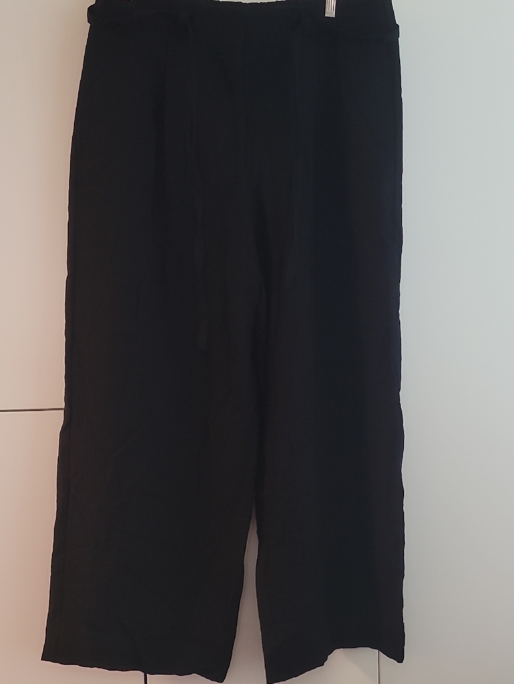 DKNY Black Wide-Leg Linen Pants